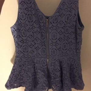 Peplum Blue Lace Top